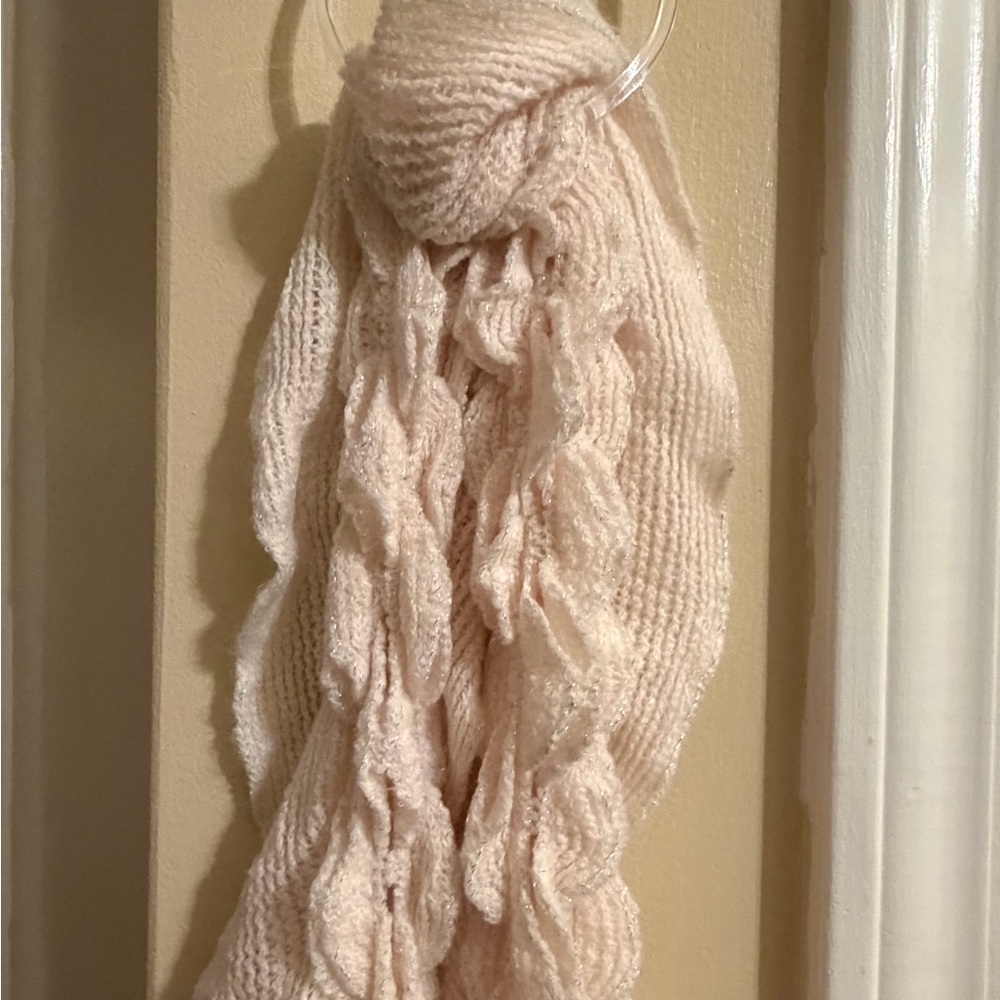 Soft Knit Ruffle Scarf in cream